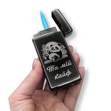 Электрическая USB зажигалка металлическая с газом с гравировкой Ты мой кайф TURBO LazerTAC Черная (190201) 190201 фото