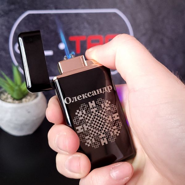 Электрическая импульсная зажигалка USB+газ с лазерной гравировкой TURBO. Подарок для мужчины. Гравировка с двух сторон арт.28701 28701 фото