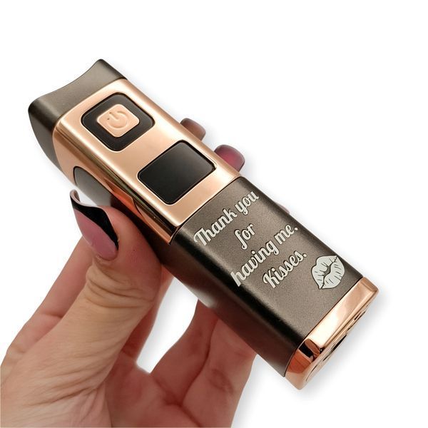 Електрична USB запальничка металева з гравіюванням "Thank you for having me" 33793 LazerTAC Графіт/Золото (228301) 228301 фото