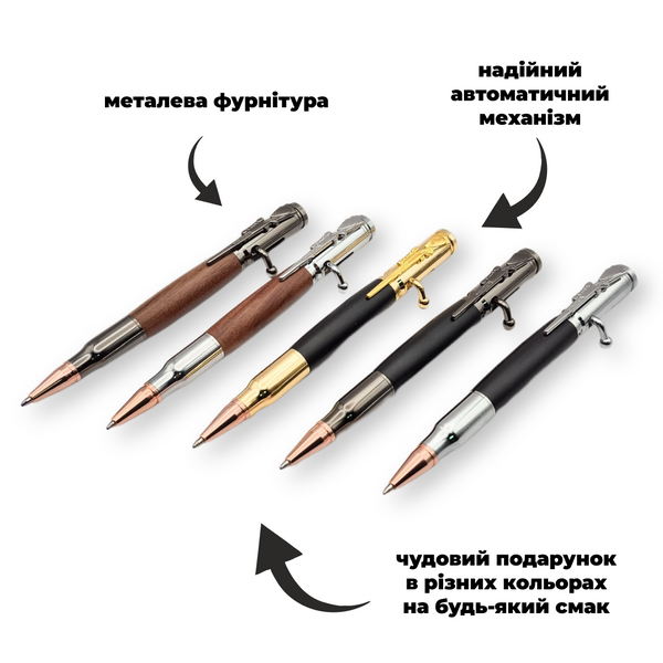 Роскошная металлическая ручка-патрон LazerTAC Bullet Pen с гравировкой "114 Центр ССО" Шариковая Автоматическая Графит/Черный Черный стержень (146201) + Фирменная упаковка "Армейский ящик" 146201 фото