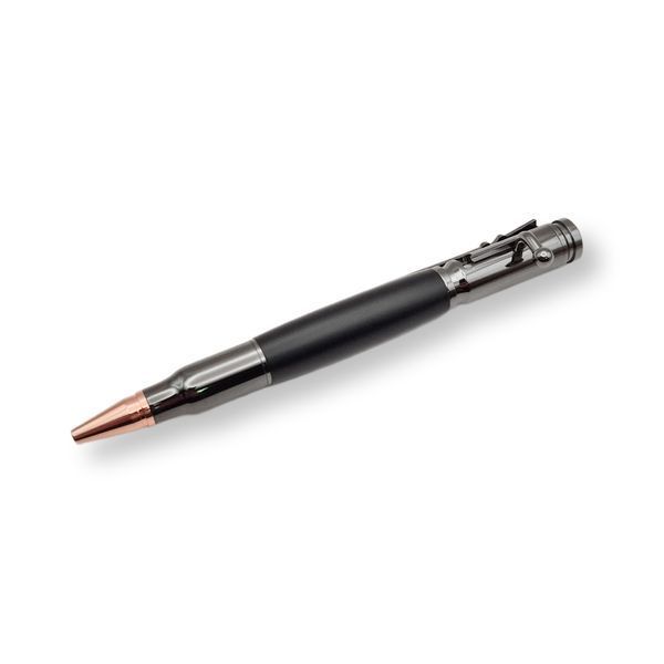 Роскошная металлическая ручка-патрон LazerTAC Bullet Pen с гравировкой "114 Центр ССО" Шариковая Автоматическая Графит/Черный Черный стержень (146201) + Фирменная упаковка "Армейский ящик" 146201 фото
