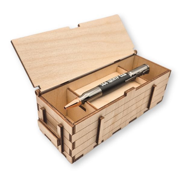 Роскошная металлическая ручка-патрон LazerTAC Bullet Pen с гравировкой "114 Центр ССО" Шариковая Автоматическая Графит/Черный Черный стержень (146201) + Фирменная упаковка "Армейский ящик" 146201 фото