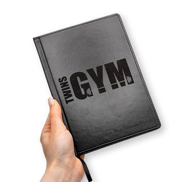 Кожаный блокнот с гравировкой GYM  на 320 страниц А5 150х210 мм с металлической шариковой ручкой LazerTAC Черный Matte (197401) 197401 фото