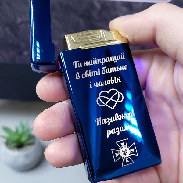 Електрична імпульсна запальничка USB + газ з лазерним гравіюванням TURBO. Подарунок для чоловіка 29001 фото