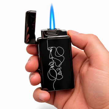 Електрична USB запальничка металева з газом з індивідуальним гравіюванням TURBO LazerTAC Чорна (234401) 234401 фото