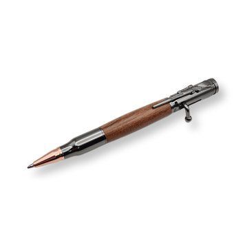 Роскошная металлическая ручка-патрон LazerTAC Bullet Pen с индивидуальной гравировкой Шариковая Автоматическая Графит/Дерево Черный стержень (142501) + Фирменная упаковка 142501 фото