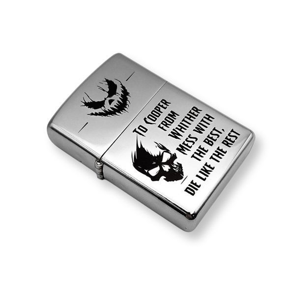 Металлическая бензиновая зажигалка с индивидуальной гравировкой LazerTAC Хром С одной стороны (180301) 180301 фото