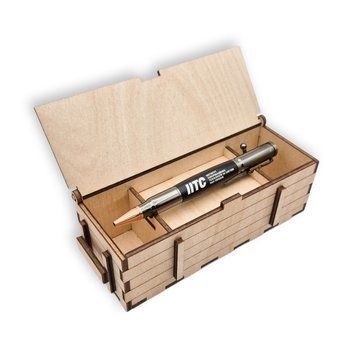 Розкішна металева ручка-патрон LazerTAC Bullet Pen з гравіюванням "ІІТС" Кулькова Автоматична Графіт/Чорний Чорний стержень (147801) + Фірмове пакування "Армійський ящик" 147801 фото