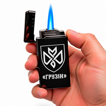 Електрична USB запальничка металева з газом з гравіюванням "Грузін" TURBO LazerTAC Чорна (282401) 282401 фото