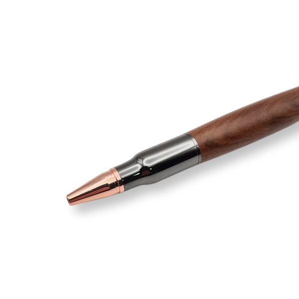 Роскошная металлическая ручка-патрон LazerTAC Bullet Pen с индивидуальной гравировкой Шариковая Автоматическая Графит/Дерево Черный стержень (253601) + Фирменная упаковка &laquo;Армейский ящик&raquo; 253601 фото