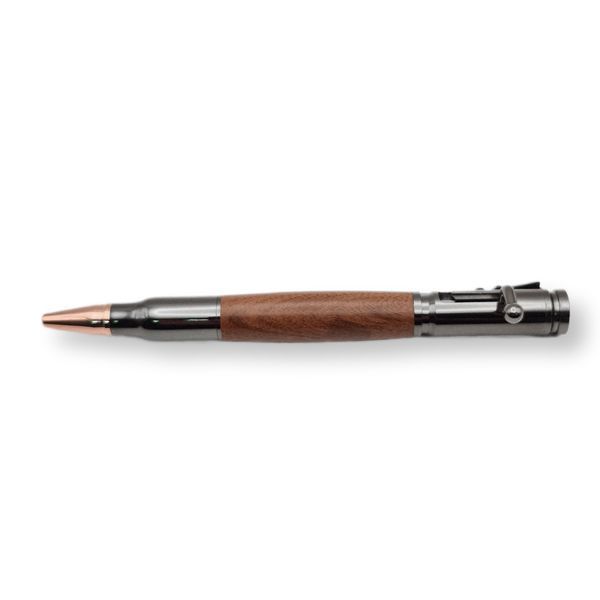 Роскошная металлическая ручка-патрон LazerTAC Bullet Pen с индивидуальной гравировкой Шариковая Автоматическая Графит/Дерево Черный стержень (253601) + Фирменная упаковка &laquo;Армейский ящик&raquo; 253601 фото
