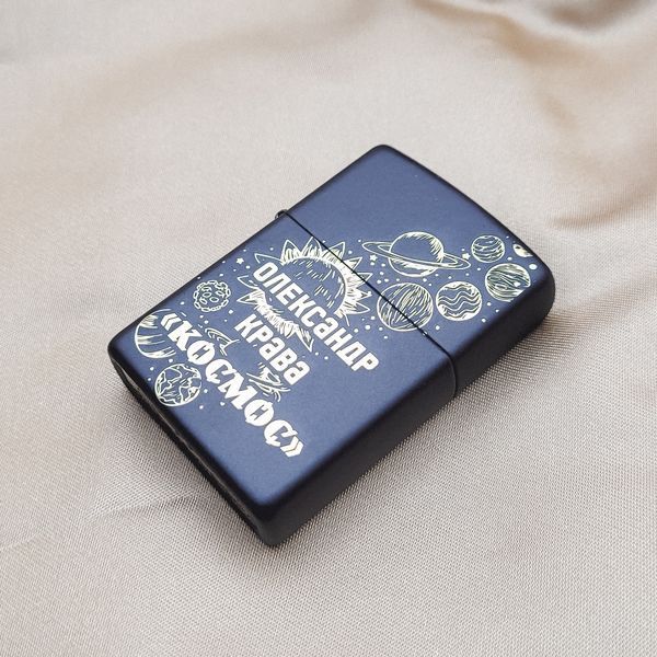 Чорна бензинова запальничка Zippo з індивідуальним лазерним гравіюванням LazerTAC Zippo 218 Regular Black Matte (129201) 129201 фото