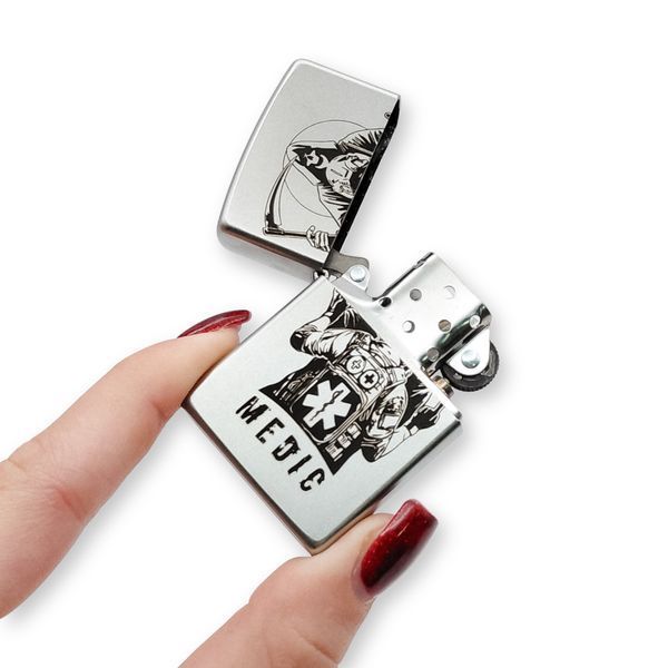 Бензиновая зажигалка Zippo с лазерной гравировкой LazerTAC ZIPPO 205 REG SATIN CHROME арт.206401 206401 фото