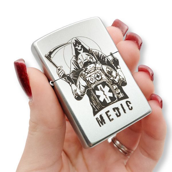 Бензиновая зажигалка Zippo с лазерной гравировкой LazerTAC ZIPPO 205 REG SATIN CHROME арт.206401 206401 фото