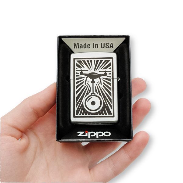 Бензиновая зажигалка Zippo с лазерной индивидуальной гравировкой LazerTAC ZIPPO 205 REG SATIN CHROME (137301) 137301 фото