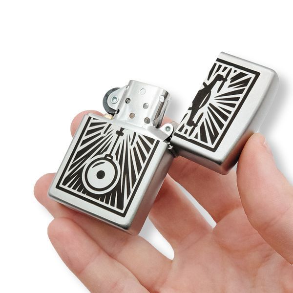 Бензиновая зажигалка Zippo с лазерной индивидуальной гравировкой LazerTAC ZIPPO 205 REG SATIN CHROME (137301) 137301 фото