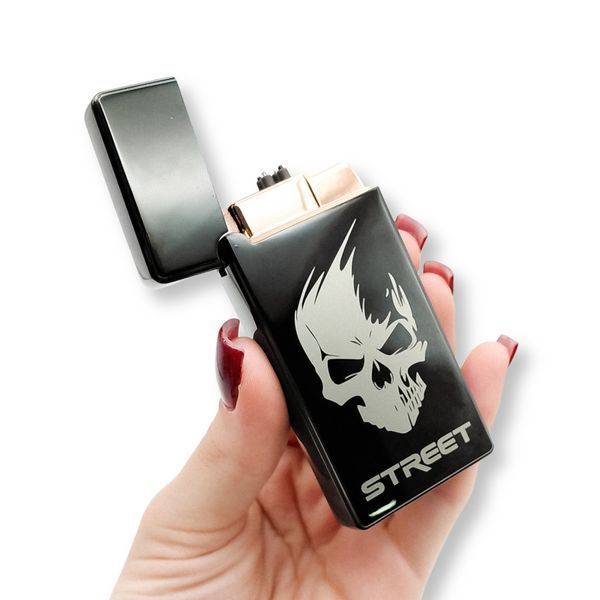 Электрическая USB+газ зажигалка из металла с гравировкой STREET 33645 LazerTAC Черная (225201) 225201 фото