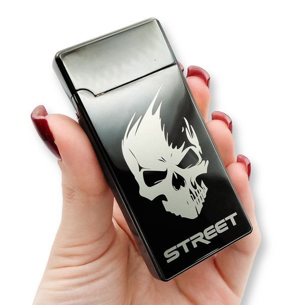 Электрическая USB+газ зажигалка из металла с гравировкой STREET 33645 LazerTAC Черная (225201) 225201 фото