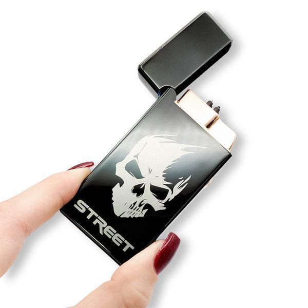Электрическая USB+газ зажигалка из металла с гравировкой STREET 33645 LazerTAC Черная (225201) 225201 фото