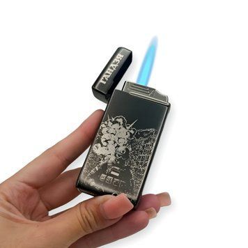 Електрична USB запальничка металева з газом з гравіюванням "Гандзя" TURBO LazerTAC Чорна (214301) 214301 фото