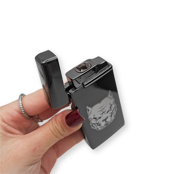 Електрична USB запальничка металева з газом з індивідуальним гравіюванням TURBO LazerTAC Чорна (227801) 227801 фото