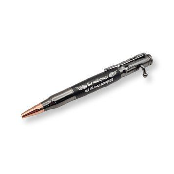 Роскошная металлическая ручка-патрон LazerTAC Bullet Pen с гравировкой "Все лучшее еще впереди" Шариковая Автоматическая Графит/Черный Черный стержень (146501) + Фирменная упаковка 146501 фото