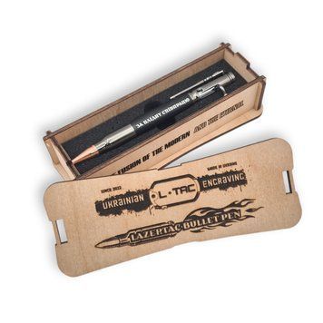 Розкішна металева ручка-патрон LazerTAC Bullet Pen з гравіюванням "За плідну співпрацю" Кулькова Автоматична Графіт/Чорний Чорний стержень (147401) + Фірмове пакування 147401 фото
