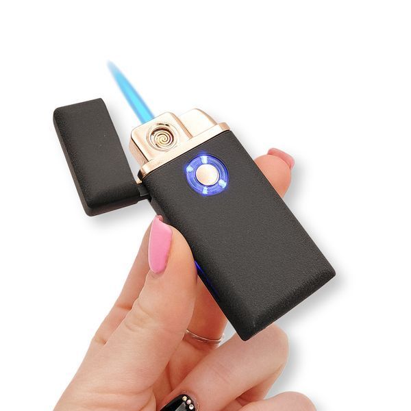 Електрична USB запальничка металева з газом з гравіюванням Твоя запальничка POWER LazerTAC Чорна (151701) 151701 фото