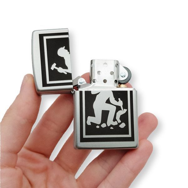 Бензиновая зажигалка Zippo с лазерной индивидуальной гравировкой LazerTAC ZIPPO 205 REG SATIN CHROME (137401) 137401 фото