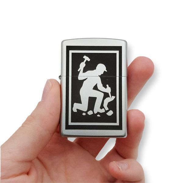 Бензиновая зажигалка Zippo с лазерной индивидуальной гравировкой LazerTAC ZIPPO 205 REG SATIN CHROME (137401) 137401 фото