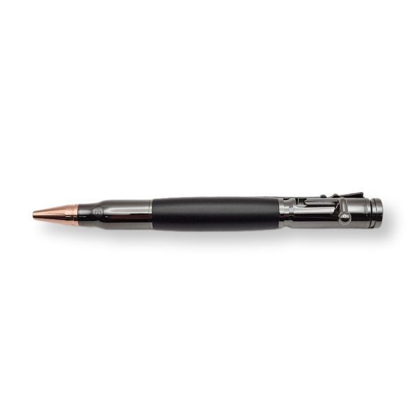 Розкішна металева ручка-патрон LazerTAC Bullet Pen з індивідуальним гравіюванням Кулькова Автоматична Графіт/Чорний Чорний стержень (253301) + Фірмове пакування "Армійський ящик" 253301 фото