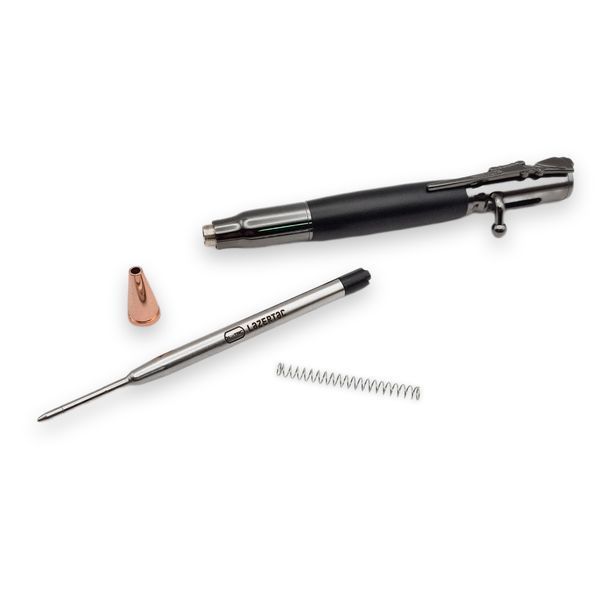 Розкішна металева ручка-патрон LazerTAC Bullet Pen з індивідуальним гравіюванням Кулькова Автоматична Графіт/Чорний Чорний стержень (253301) + Фірмове пакування "Армійський ящик" 253301 фото
