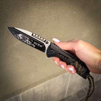 Тактический складной нож с индивидуальной гравировкой LazerTAC Grand Way Складной Черный (226901) 226901 фото
