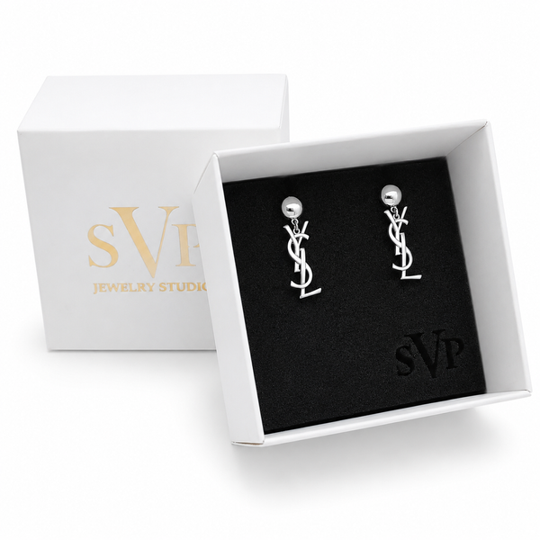 Срібні сережки-підвіски YSL Срібло 925 проби Родій Ювелірна студія SVP арт.196801(255-Е) 196801 фото