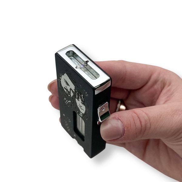 Електрична USB запальничка металева з газом з гравіюванням Вашої фотографії 33805 LazerTAC Чорна (194901) 194901 фото