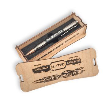Розкішна металева ручка-патрон LazerTAC Bullet Pen з гравіюванням "114 Центр ССО" Кулькова Автоматична Графіт/Чорний Чорний стержень (146101) + Фірмове пакування 146101 фото