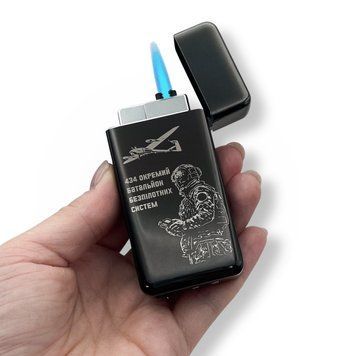 Электрическая USB-зажигалка металлическая с газом и индивидуальной гравировкой 33782 LazerTAC Черная (194301) 194301 фото