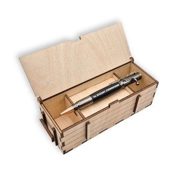 Розкішна металева ручка-патрон LazerTAC Bullet Pen з гравіюванням "За плідну співпрацю" Кулькова Автоматична Графіт/Чорний Чорний стержень (147501) + Фірмове пакування "Армійський ящик" 147501 фото