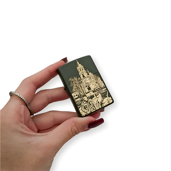 Бензинова запальничка Zippo з лазерним гравіюванням Вашої фотографії LazerTAC ZIPPO 221 REG GREEN MATTE (227201) 227201 фото