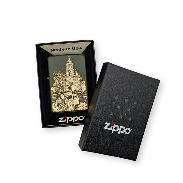 Бензинова запальничка Zippo з лазерним гравіюванням Вашої фотографії LazerTAC ZIPPO 221 REG GREEN MATTE (227201) 227201 фото