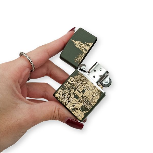Бензинова запальничка Zippo з лазерним гравіюванням Вашої фотографії LazerTAC ZIPPO 221 REG GREEN MATTE (227201) 227201 фото