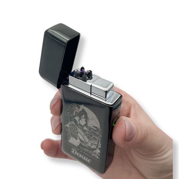 Електрична USB запальничка металева з газом з індивідуальним гравіюванням 33782 LazerTAC Чорна (181801) 181801 фото