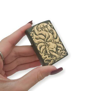 Бензинова запальничка Zippo з лазерним гравіюванням Золотої лисиці LazerTAC ZIPPO 221 REG GREEN MATTE (227301) 227301 фото