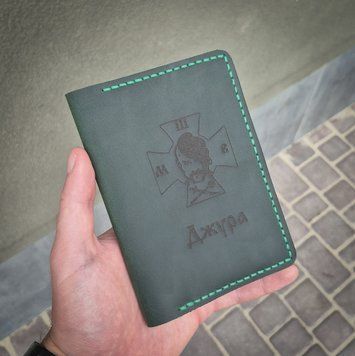 Портмоне з гравіюванням ручної роботи з натуральної італійської шкіри LazerTAC Standart Зелений (131301) 131301 фото