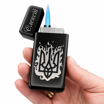 Електрична USB запальничка металева з газом з індивідуальним гравіюванням 33782 LazerTAC Чорна (196601) 196601 фото
