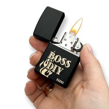 Черная бензиновая зажигалка Zippo с лазерной гравировкой "BOSS DIY" LazerTAC Zippo 218 Regular Black Matte (200001) 200001 фото