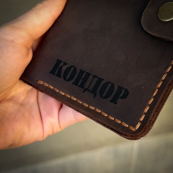 Портмоне DeLuxe с гравировкой "Кондор" ручной работы из натуральной итальянской кожи LazerTAC Коньячный (213401) 213401 фото
