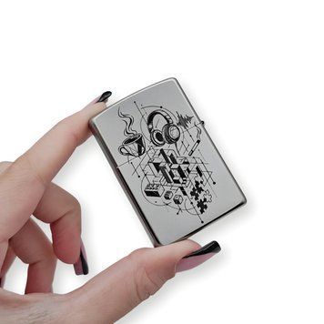 Бензинова запальничка Zippo з індивідуальним гравіюванням LazerTAC ZIPPO 205 REG SATIN CHROME (229601) 229601 фото