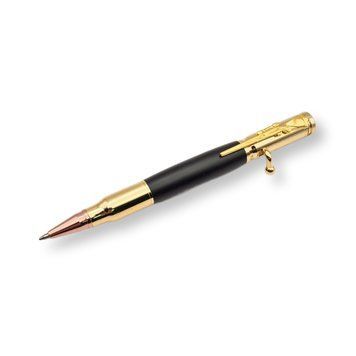Роскошная металлическая ручка-патрон LazerTAC Bullet Pen с индивидуальной гравировкой Шариковая Автоматическая Золото/Черный Черный стержень (142301) + Фирменная упаковка 142301 фото