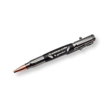 Роскошная металлическая ручка-патрон LazerTAC Bullet Pen с гравировкой "Ты можешь все, главное - не останавливайся" Шариковая Автоматическая Графит/Черный Черный стержень (142801) + Фирменная упаковка 142801 фото